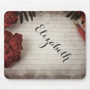 Personalised Fall Floral Design with Pen and Paper Mouse Pad