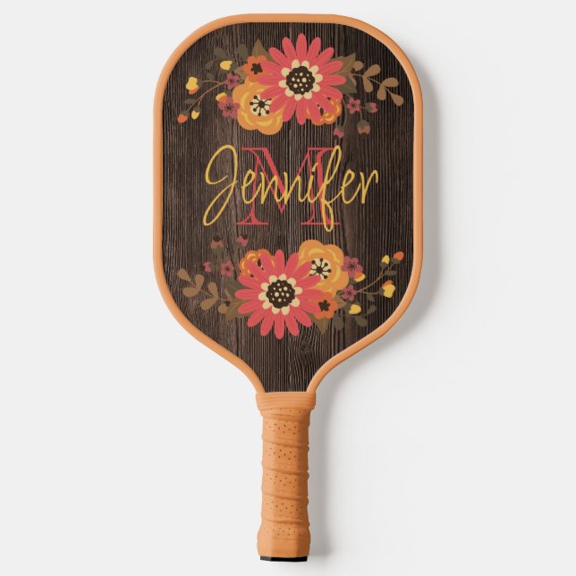 Personalised Fall Floral on Wood Paddle Pro (Back)