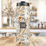 Personalised Fall Foliage Thermal Tumbler<br><div class="desc">Embrace the warmth and beauty of autumn with this personalised tumbler adorned with a charming pattern of fall foliage. The delicate leaves, vibrant berries, and intricate branches create a cosy and inviting scene. Make it truly yours by adding your initial in a stylish monogram. This durable stainless steel tumbler keeps...</div>