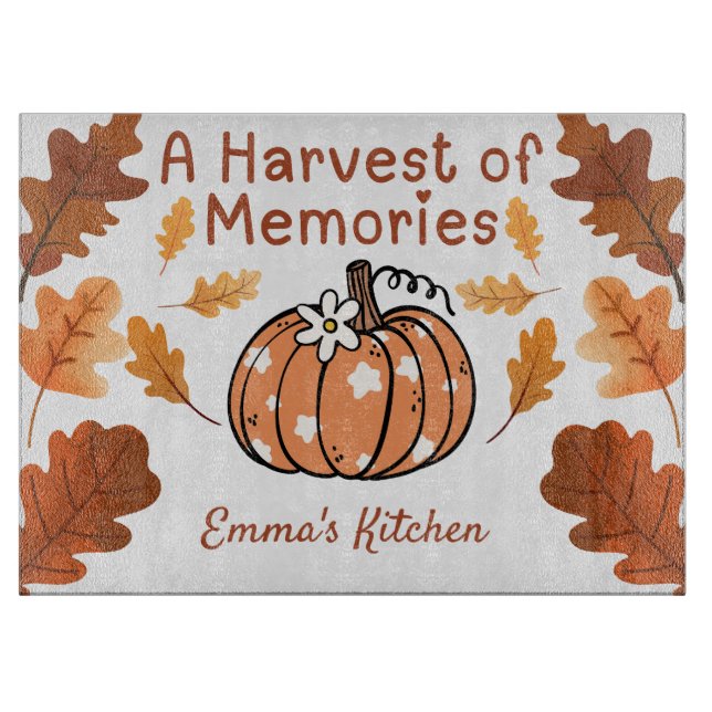 Personalised Fall Glass Cutting Board (Front)