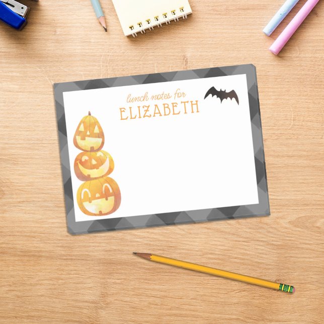 Personalised Fall Happy Pumpkins Kids Lunch Post-it Notes (Creator Uploaded)