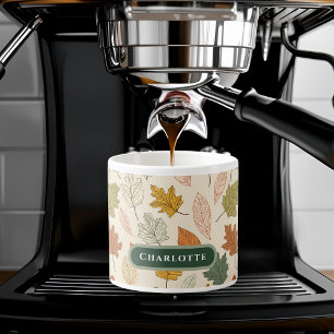 Personalised Fall Leaves – Cosy Autumn Custom Name Espresso Cup
