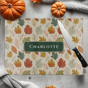 Personalised Fall Leaves – Custom Name Autumn  Cutting Board