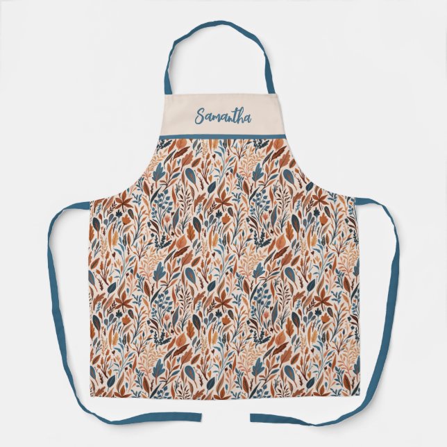 Personalised Fall Leaves Kitchen Apron (Front)