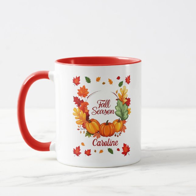 Personalised Fall Mug, Pumpkin Season Autumn Mug (Left)