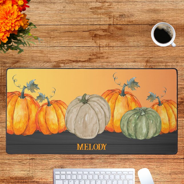 Personalised Fall Office Decor Fall Colour Pumpkin Desk Mat (Creator Uploaded)