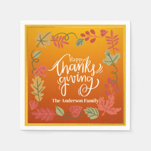 Personalised Fall Party Table Decor Thanksgiving Napkin
