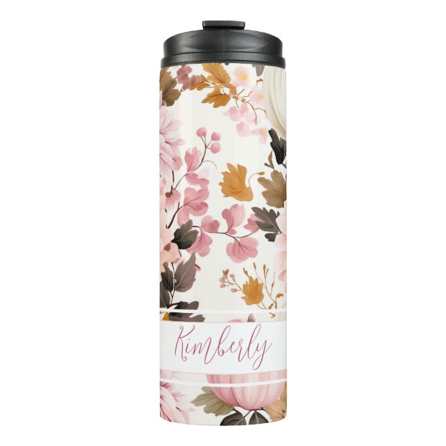 Personalised Fall Pattern Thermal Tumbler (Front)