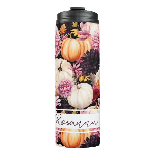Personalised Fall Pattern Thermal Tumbler (Front)