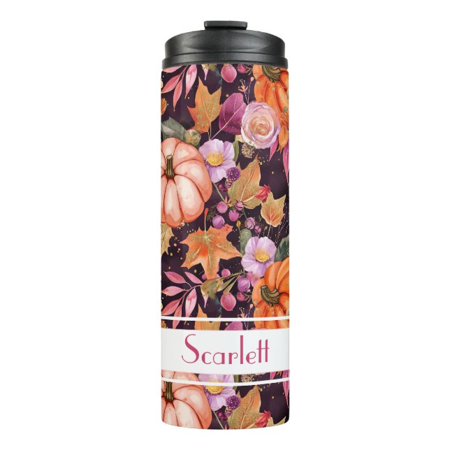 Personalised Fall Pattern Thermal Tumbler (Front)