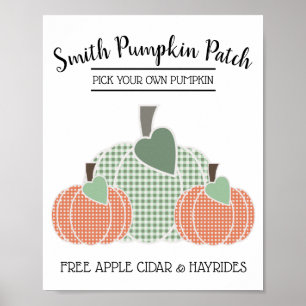 Personalised Fall Plaid Pumpkin Patch Print