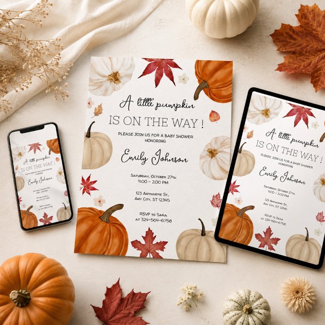 Personalised Fall Pumpkin Baby Shower Invitation (Creator Uploaded)