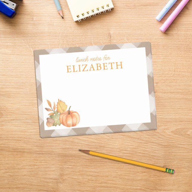 Personalised Fall Pumpkins Kids Lunch Post-it Notes (Creator Uploaded)