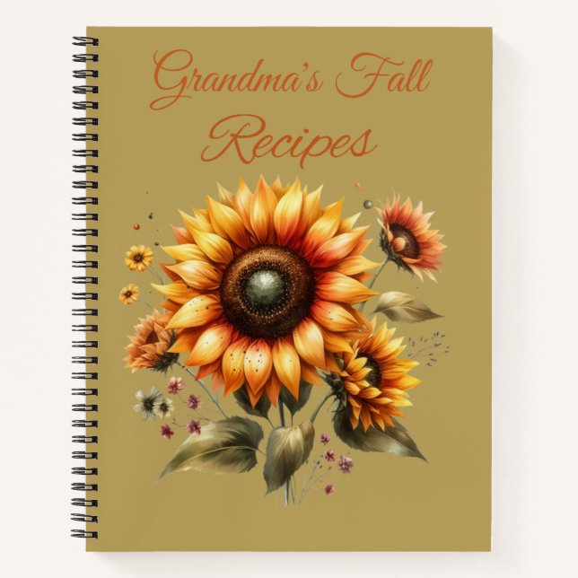 Personalised Fall Sunflower Recipe Book (Front)