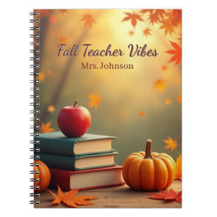 Personalised Fall Teacher Vibes  Notebook