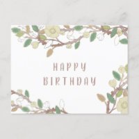 Personalised Fall Tree Branch Happy Birthday Postc