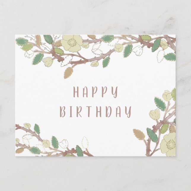 Personalised Fall Tree Branch Happy Birthday Postc Postcard (Front)