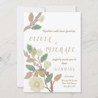 Personalised Fall Tree Gold Branch Wedding Invitation