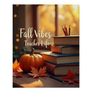 Personalised Fall Vibes Teacher Life Poster