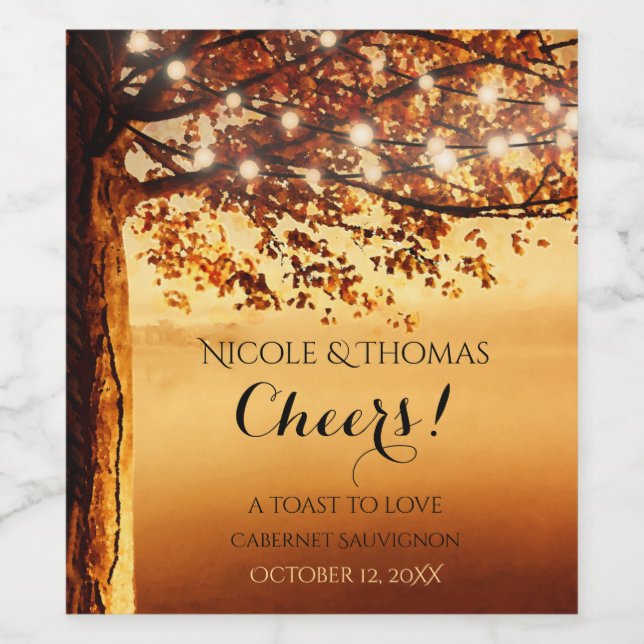 Personalised Fall Wedding Wine Label (Single Label)