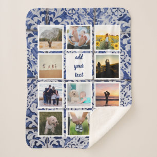 Personalised Family 11 Photo Custom Collage Sherpa Blanket