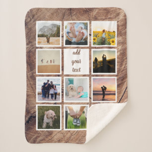 Personalised Family 11 Photo Custom Collage Sherpa Blanket