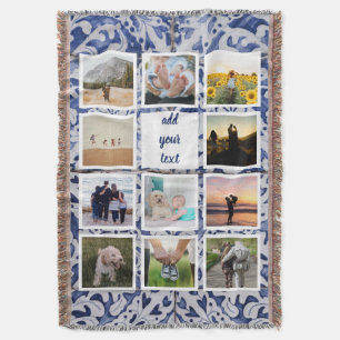 Personalised Family 11 Photo Custom Collage Throw Blanket