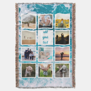 Personalised Family 11 Photo Custom Collage Throw Blanket
