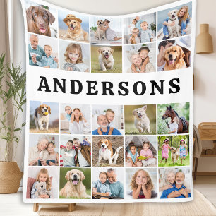 Personalised Family 25 Photos Collage Cute Simple Fleece Blanket