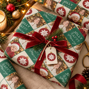 Personalised Family 2 Photo Christmas Wrapping Paper