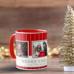 Personalised Family 3 Photo Collage Christmas  Mug