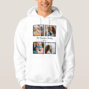 Personalised family 4 photo collage template hoodie