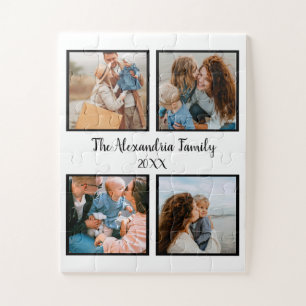 Personalised family 4 photo collage template jigsaw puzzle