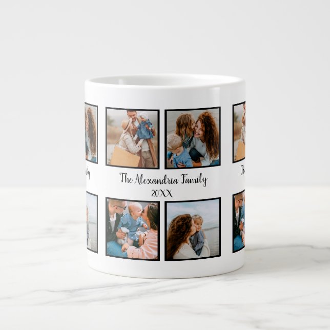 Personalised family 4 photo collage template large coffee mug (Front)