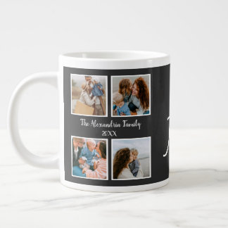 Personalised family 4 photo collage template large coffee mug