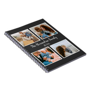 Personalised family 4 photo collage template notebook