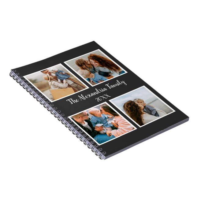 Personalised family 4 photo collage template notebook (Right Side)