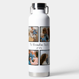 Personalised family 4 photo collage template water bottle