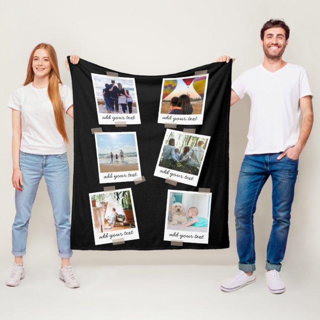 Personalised Family 6 Photo Custom Collage Fleece Blanket (In Situ)