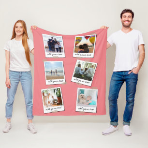 Personalised Family 6 Photo Custom Collage Fleece Blanket