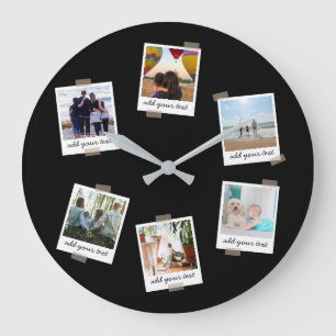 Personalised Family 6 Photo Custom Collage Large Clock