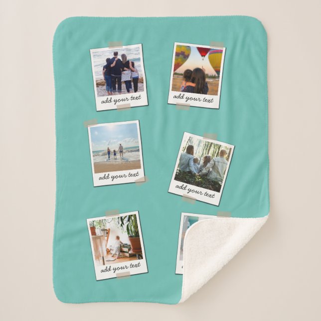 Personalised Family 6 Photo Custom Collage Sherpa Blanket (Front)