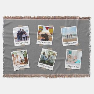 Personalised Family 6 Photo Custom Collage Throw Blanket
