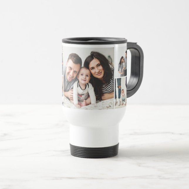 Personalised Family 7 Photo Collage Travel Mug (Front Right)