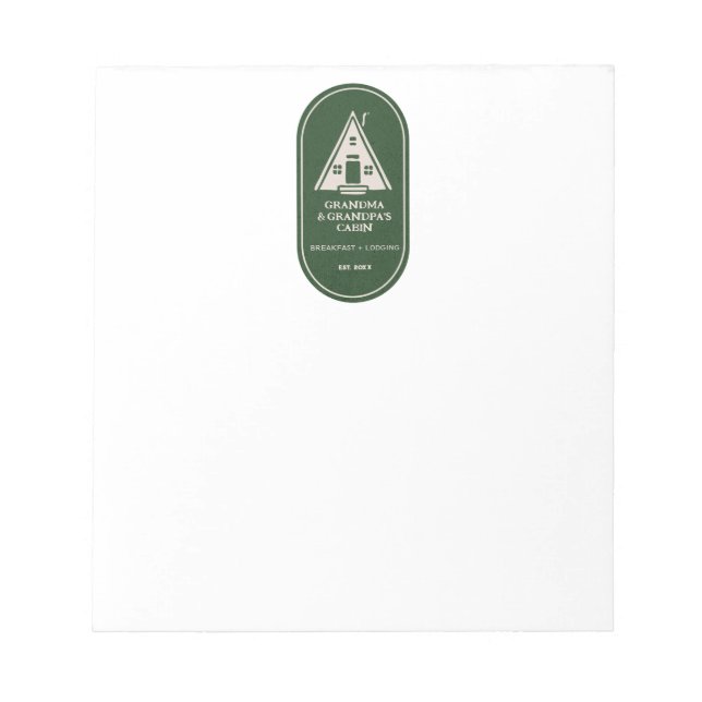 Personalised Family A Frame A-frame Cabin Notepad (Front)