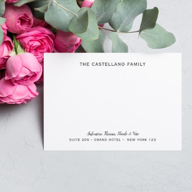 Personalised Family Address Cursive Names Grey Card (Creator Uploaded)