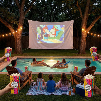 Personalised family backyard  theatre popcorn favour box