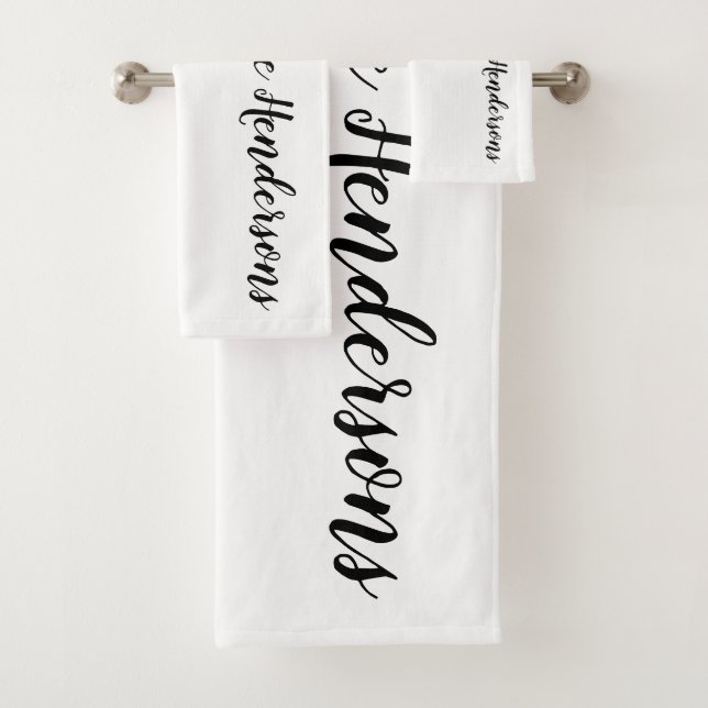 Personalised family bathroom towel set gift idea (Insitu)