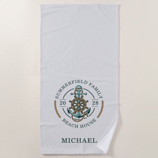 Personalised Family Beach House Matching Towel (Front)