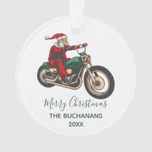 Personalised Family Biker Santa Christmas Ornament